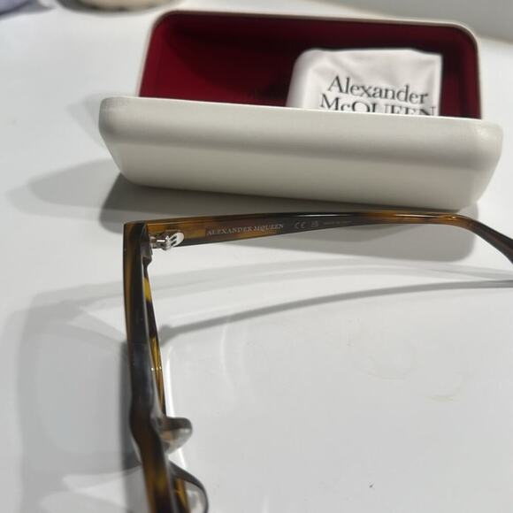 Alexander McQueen Rectangle Sunglasses Yellow Blue Luxury Eyewear - Picture 7 of 8